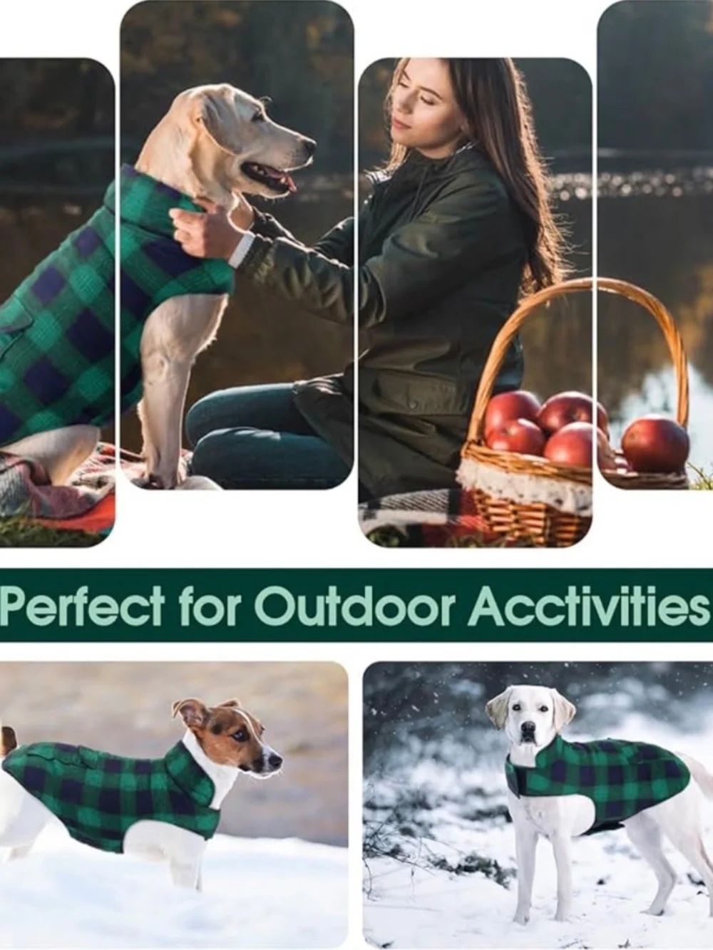Kuoser Reversible Dog Winter Coat Small NWT Green Plaid Puppy Jacket